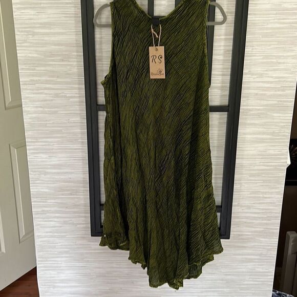 NWT Rivera Sun Olive Green embroidered tank dress bathing suit cover-up size XL - Picture 3 of 6